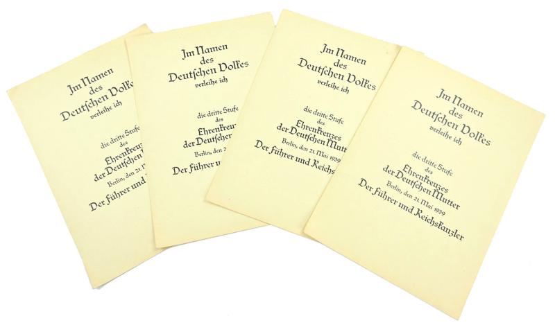 German Third Reich Empty Certificate Mothercross in Bronze