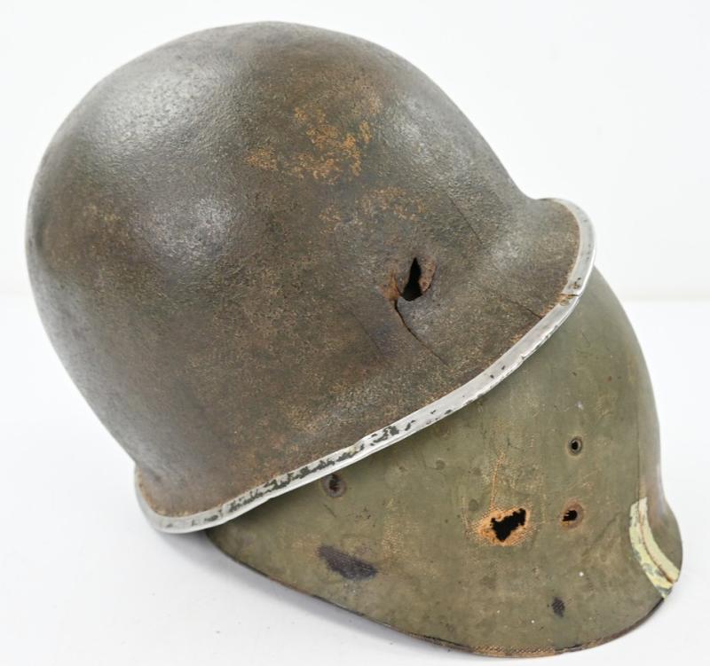 US WW2 M1 KIA Helmet with Battle Damage