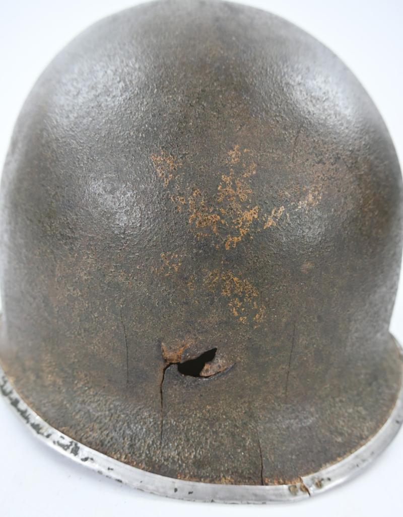 US WW2 M1 KIA Helmet with Battle Damage