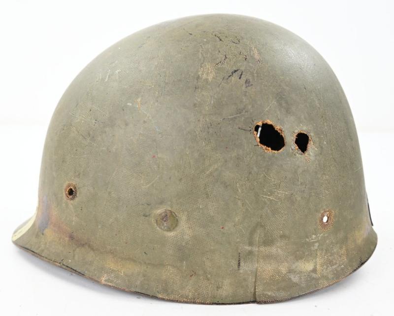 US WW2 M1 KIA Helmet with Battle Damage