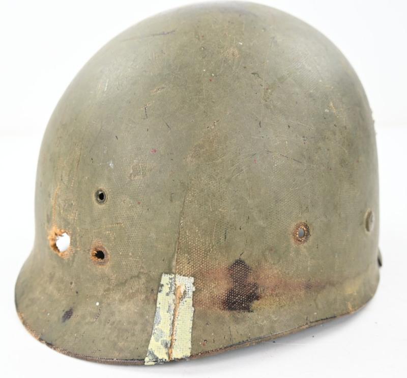 US WW2 M1 KIA Helmet with Battle Damage