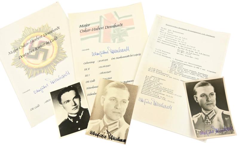 Signature of Wehrmacht Heer KC Recipient 'Oskar-Hubert Dennhardt'