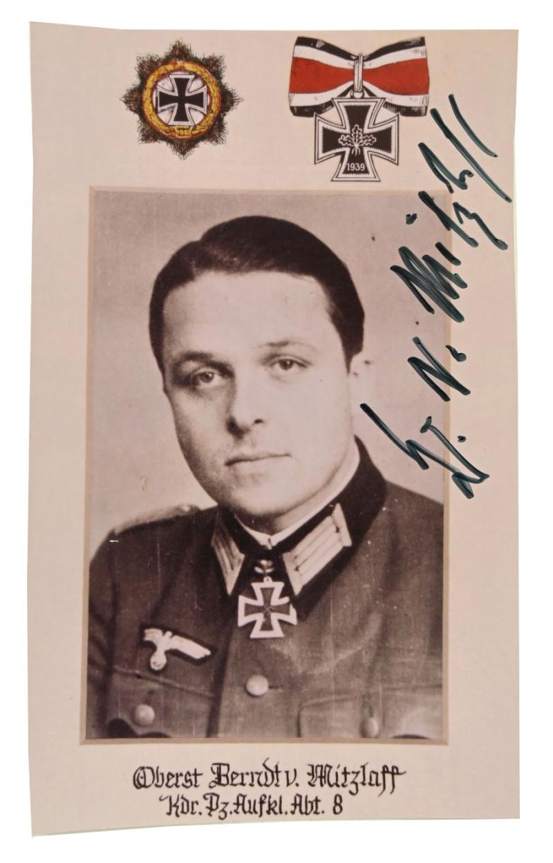 Signature of Wehrmacht Heer KC Recipient 'Berndt von Mitzlaff'