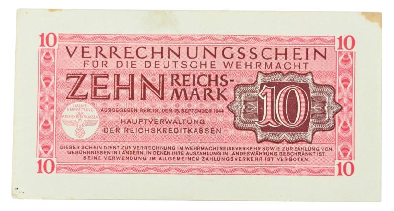 German Wehrmacht Banknote 10RM