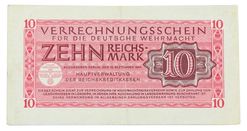 German Wehrmacht Banknote 10RM