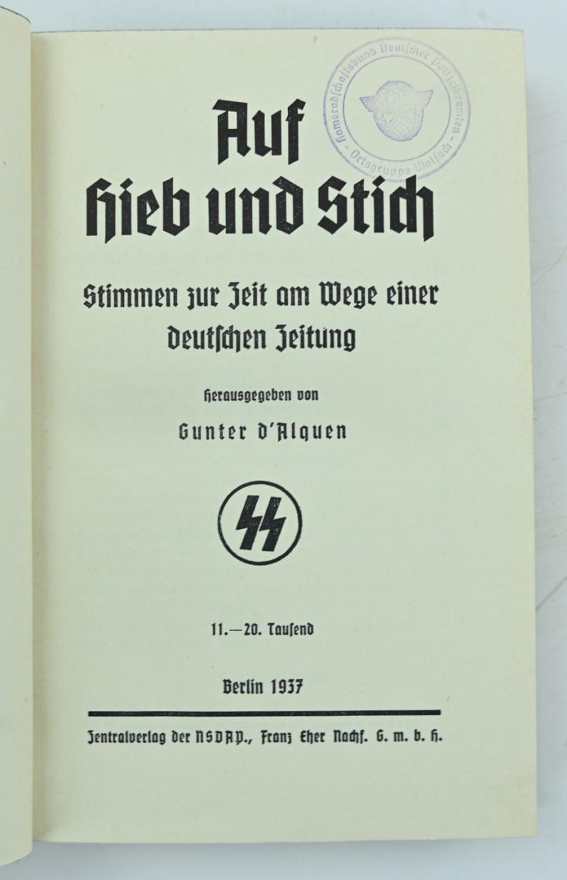 German Waffen-SS Book 'Auf Hieb und Stich'