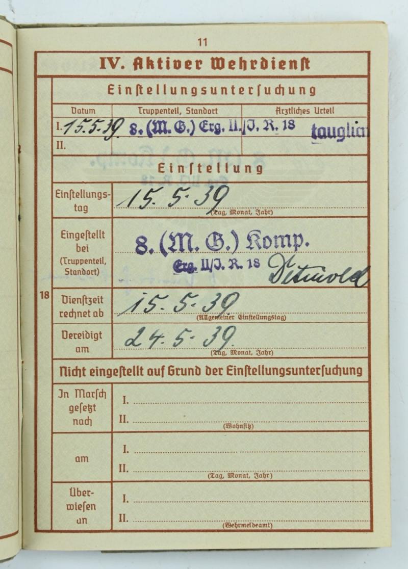German WH Wehrpass, Deathcard and Iron Cross 'Theo Baum'