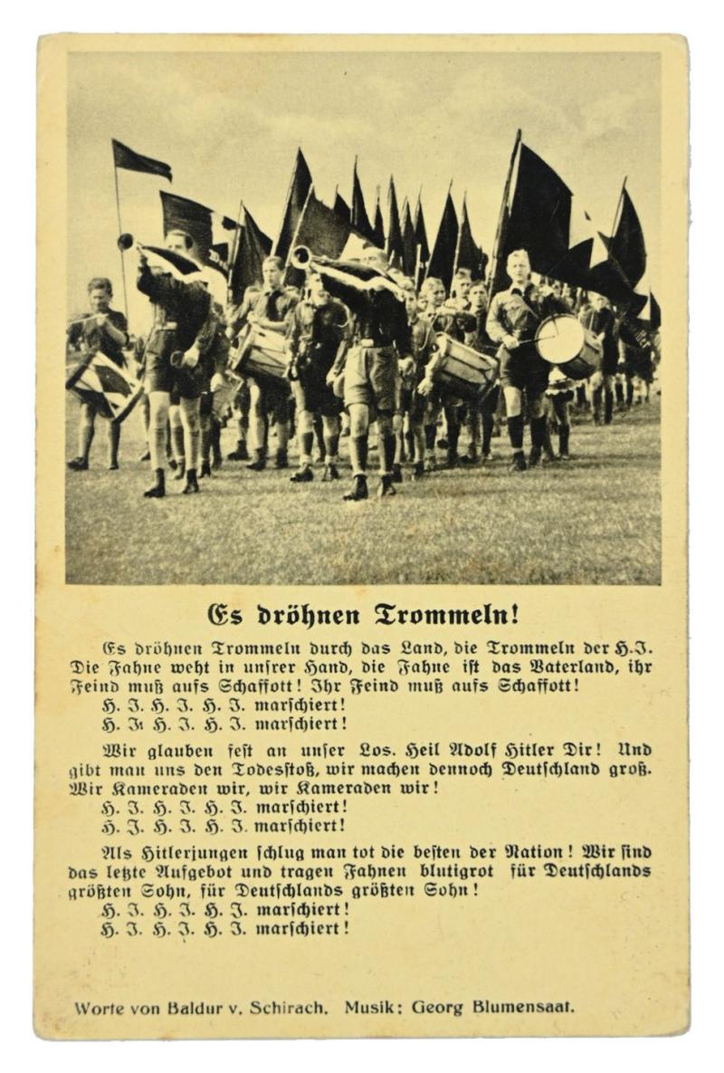 German Hitler Youth Postcard 'Es Drohnen Trommeln!'