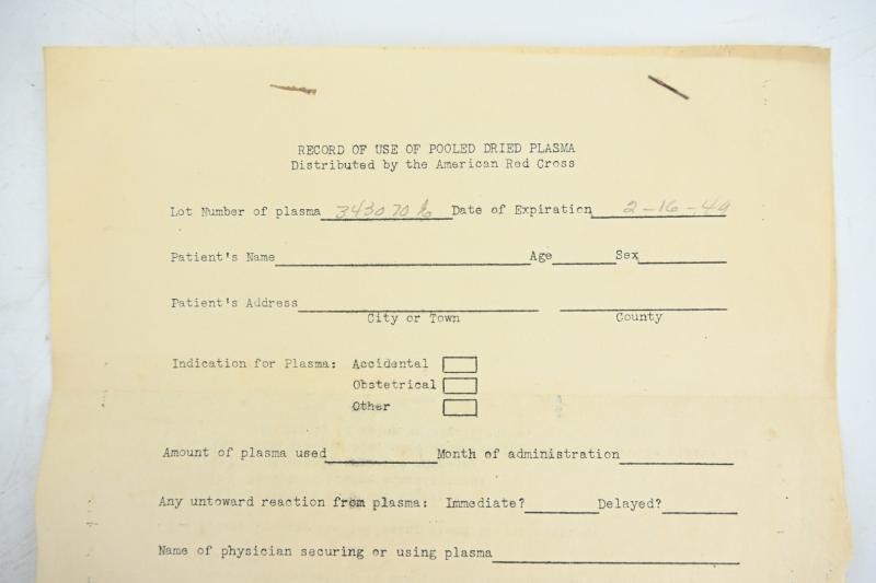 US WW2 Army/Navy Red Cross Plasma Package