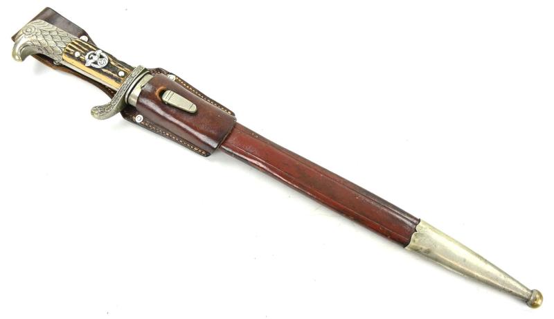 German Rural Police (Gendarmerie) Stag Handled Dress Bayonet with Frog