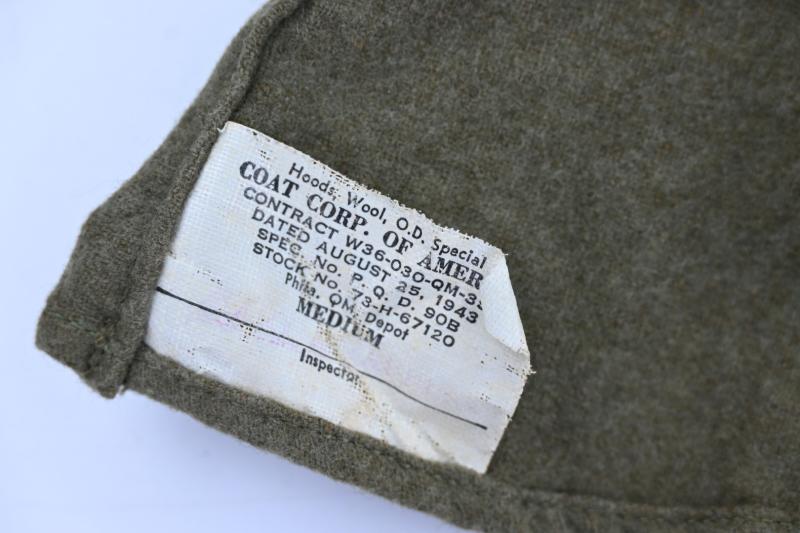 US WW2 Wool OD Special Gas Protection Hood