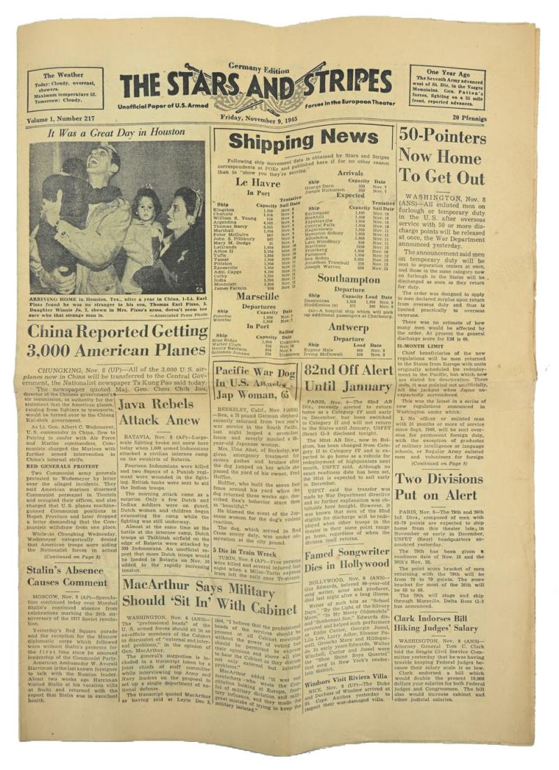 US WW2 The Stars and Stripes Newspaper