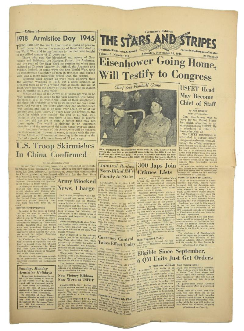 US WW2 The Stars and Stripes Newspaper