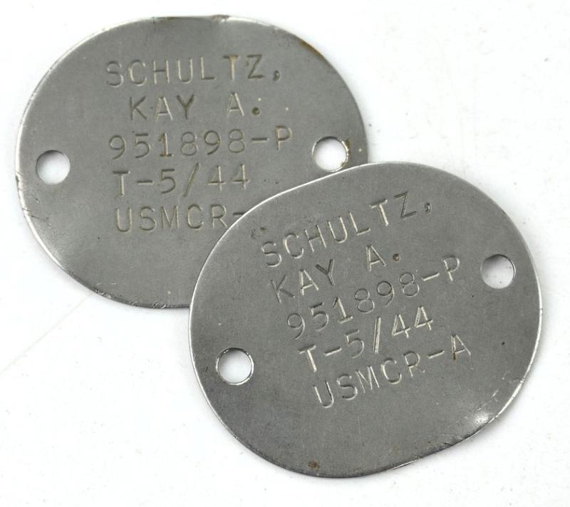 USMC WW2 Period Dog-Tag Set 'Kay A. Schultz'