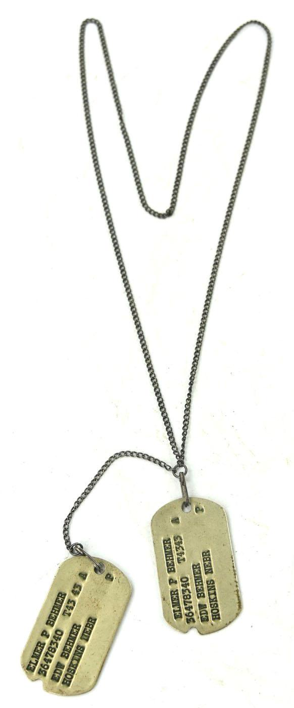 US WW2 1st Army Dog-Tag Set of 'Elmer P. Behmer'