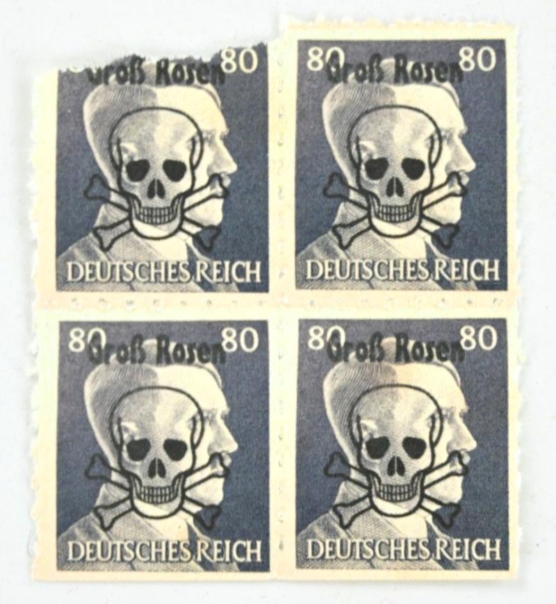 German Adolf Hitler Stamps with Postwar Overprint 'Gross-Rosen'