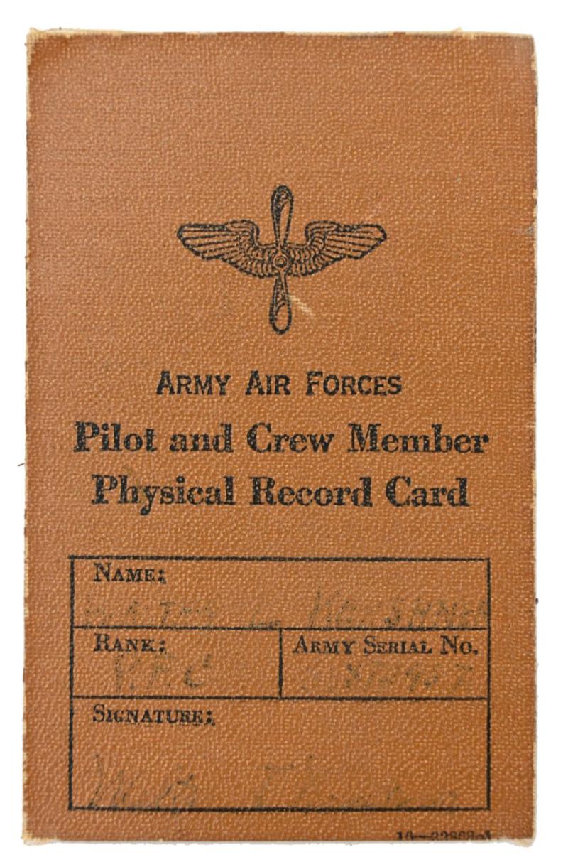 USAAF WW2 Pilot & Crew Physical Record Card