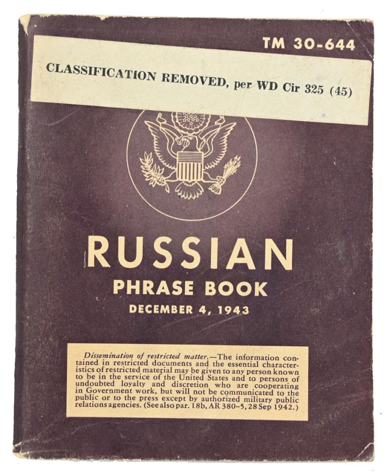 US WW2 Russian Phrase Book