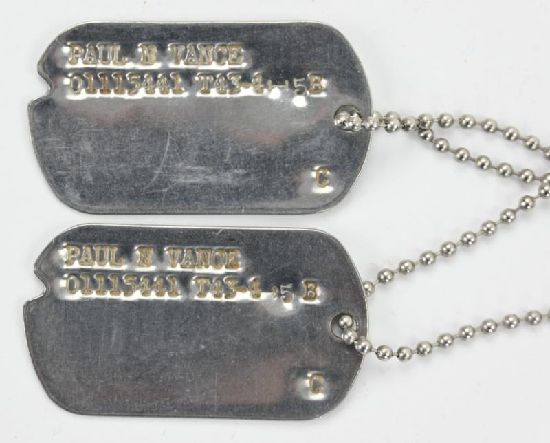 US WW2 Dog-Tag set 'Paul N. Vance' 10th Mountain Division