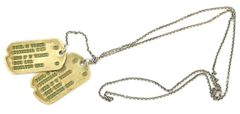 US WW2 Dog-Tag set 'Paul N. Vance' 10th Mountain Division