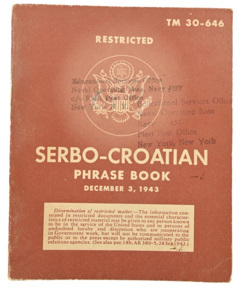 US WW2 Serbo-Croatian Phase Book 1943