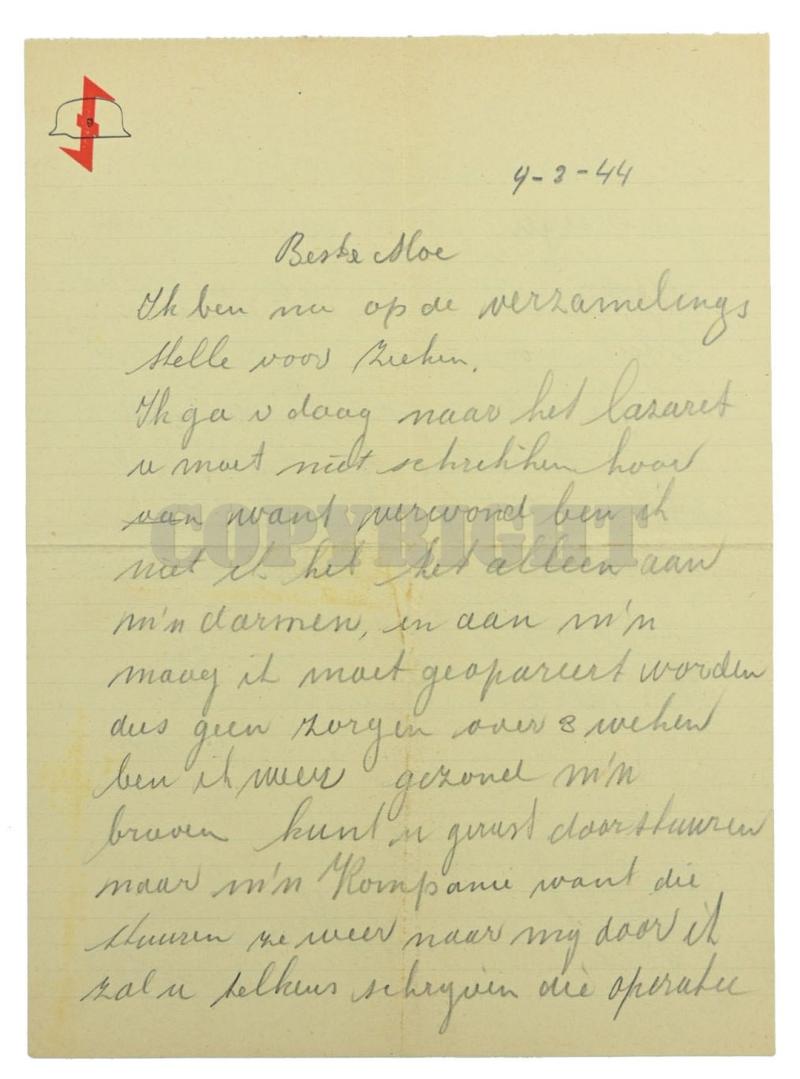 Dutch Waffen-SS KIA Letter 'Laurens Still' with extra