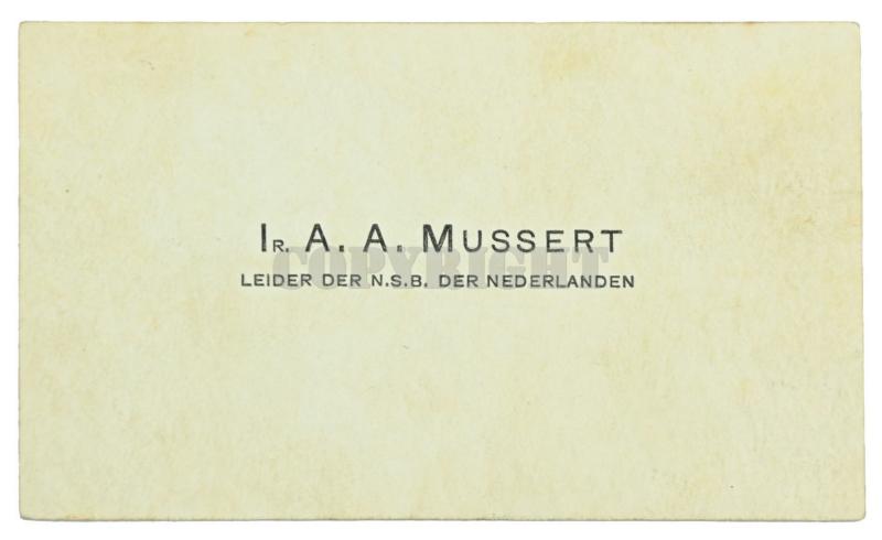 Dutch NSB Leader 'Anton Mussert' Business Card