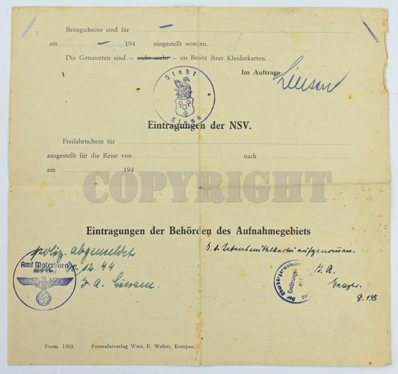 German WH Fallschirmjager Document Grouping 'Bernard Krahn' Inf.Rgt. 16 Holland