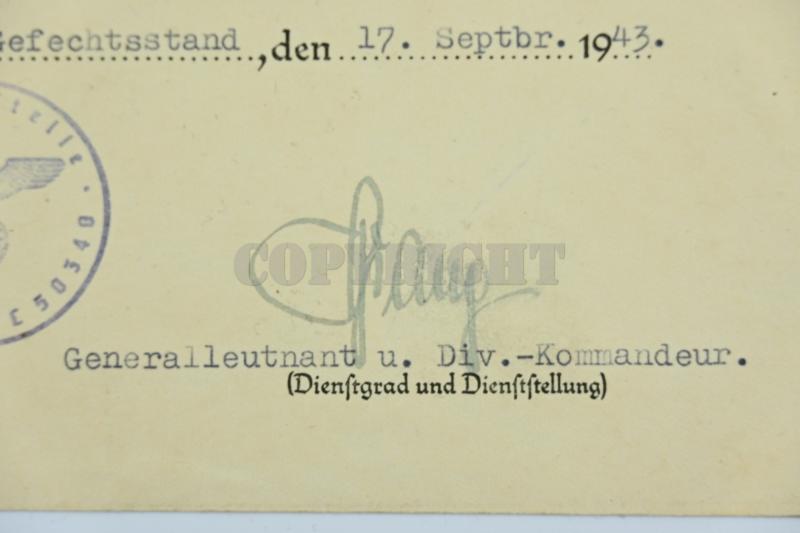 German LW Fielddivision Certificate Iron Cross 2nd Class 'Rudolf Goldschmidt'