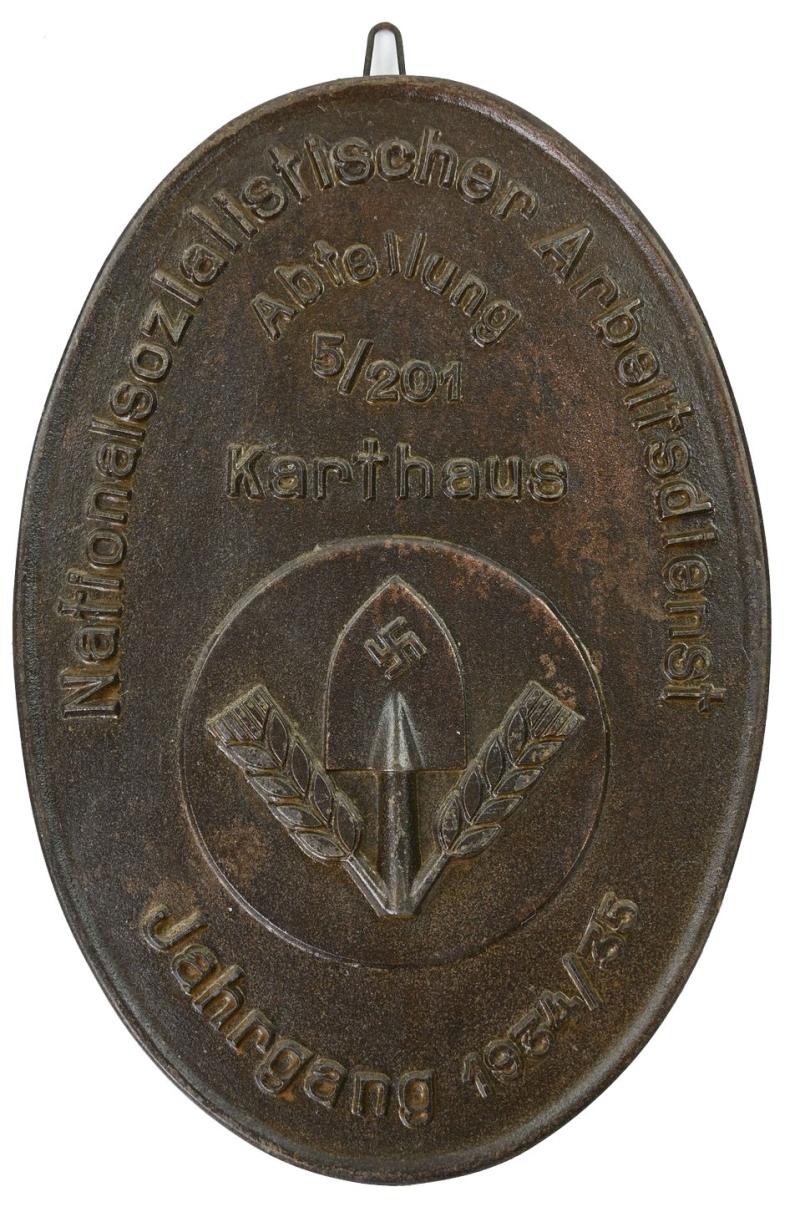 German RAD Wall Plaque Abt. 5/201 Karthaus