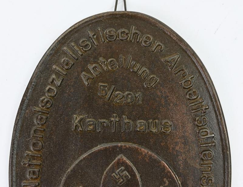 German RAD Wall Plaque Abt. 5/201 Karthaus