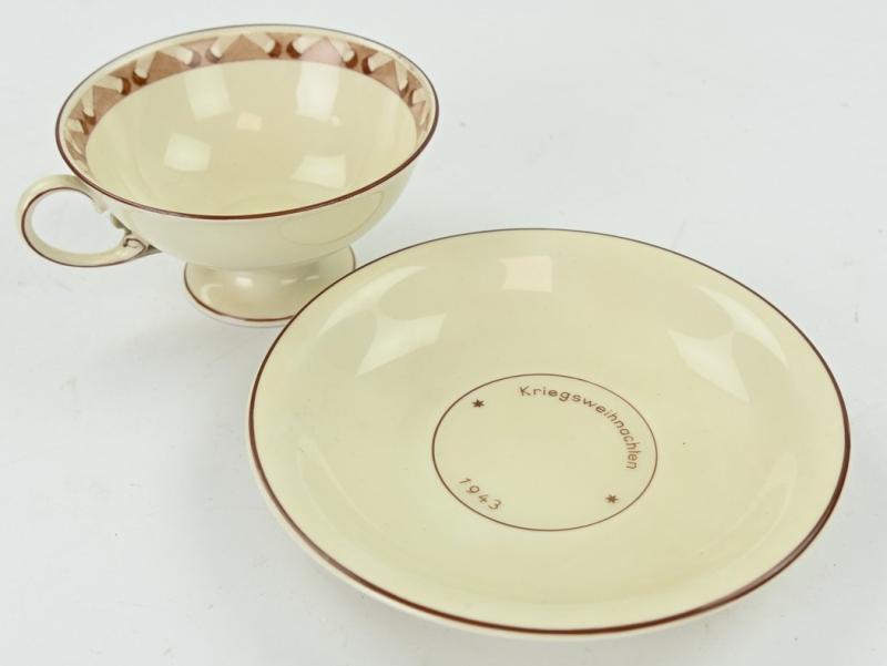 German LW Flak Porcelain Cup & Saucer Set 'Christmas 1943'