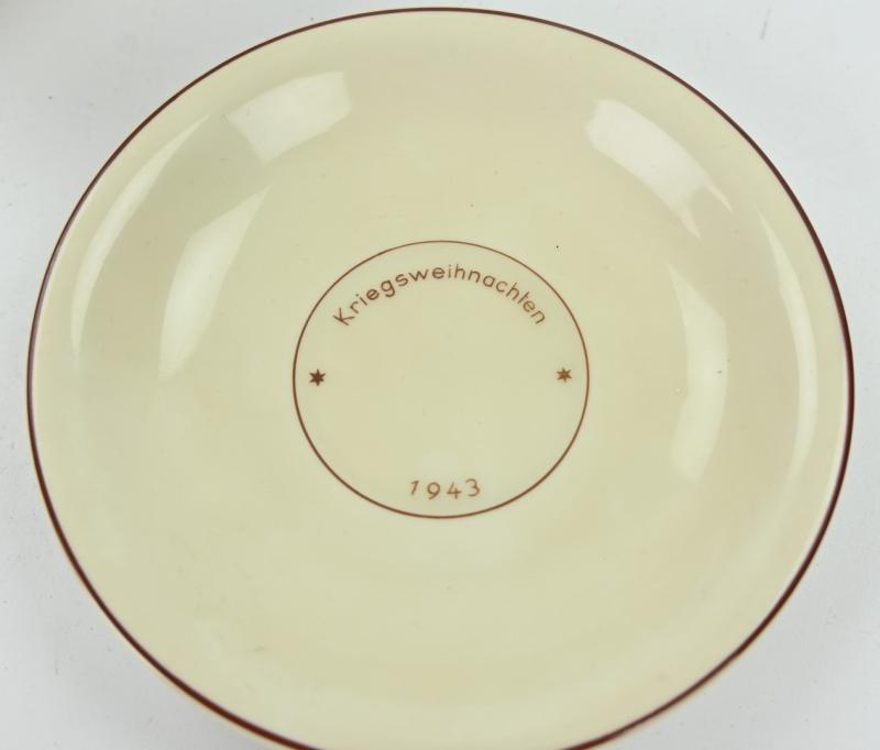 German LW Flak Porcelain Cup & Saucer Set 'Christmas 1943'