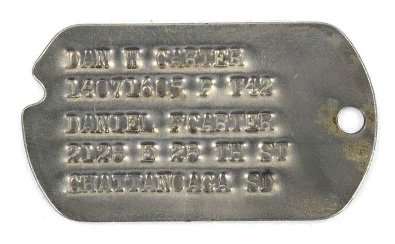 US WW2 Dog-Tag 'Dan W. Carter' 17th Armoured Engineer Battalion
