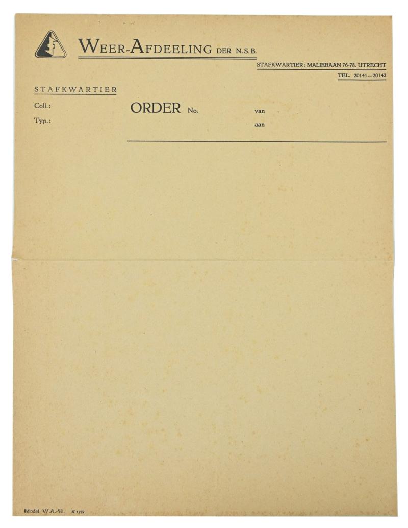 Dutch NSB-WA Headquarters Order Form