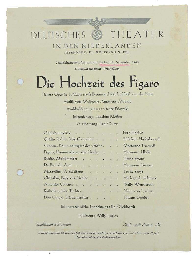 German/ Dutch Flyer 'Deutches Theater in den Niederlanden'