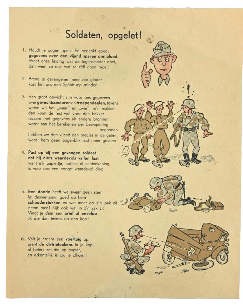 Dutch Waffen-SS Leaflet/ Flyer 'Spy-ing the Enemy'