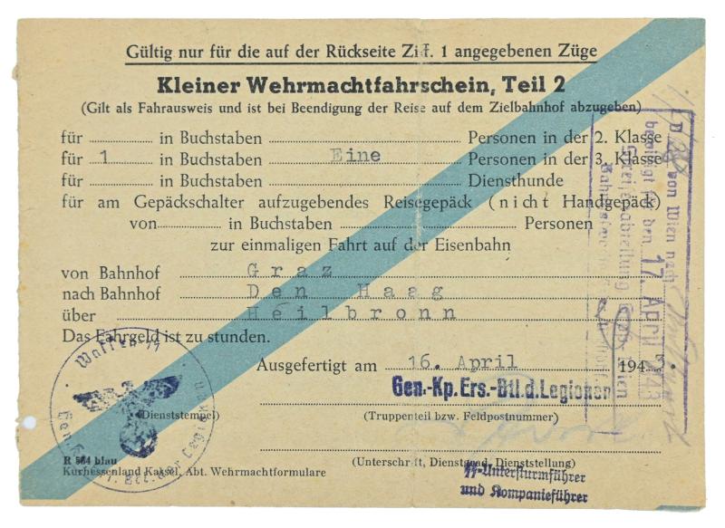 Dutch Waffen-SS Travelcard 'Vrijwilligerslegioen Nederland'