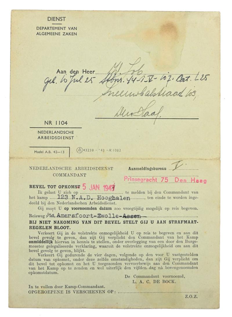 Dutch NAD Order for Duty