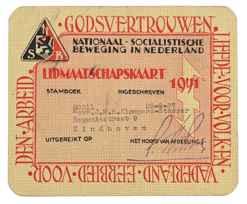 Dutch NSB Membercard 1941