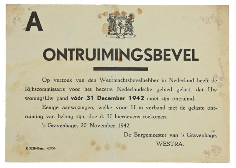 Dutch Eviction Notice 1942