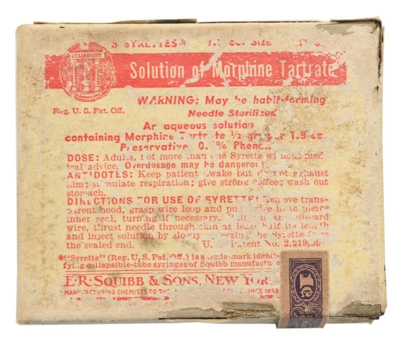 US WW2 Medical Morphine Tartrate Package