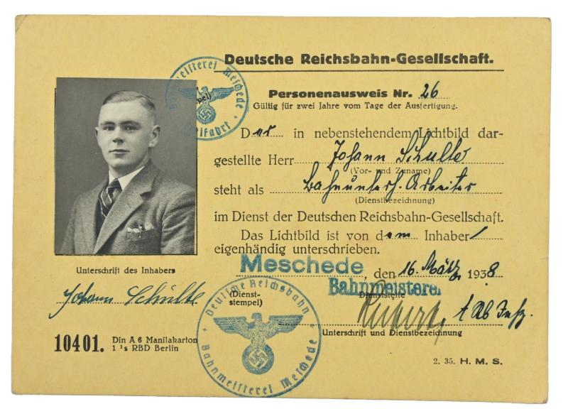 German Third Reich Reichsbahn Membercard