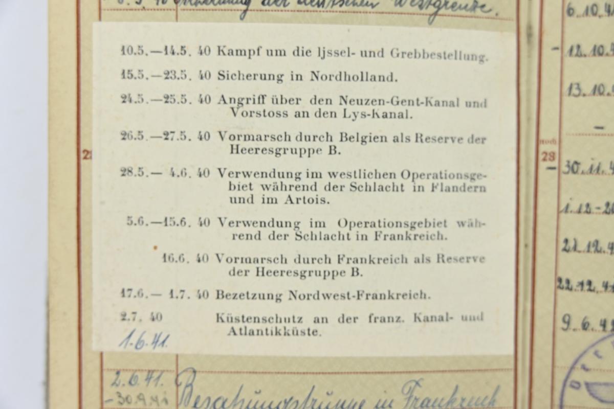 German WH Wehrpass 'Holland May '40'