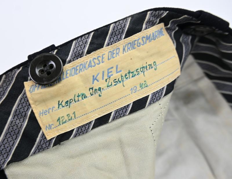 German KM Officer Pants 'U-Boat School Commander 'kapitänleutnant Ing. Zschetzsching'