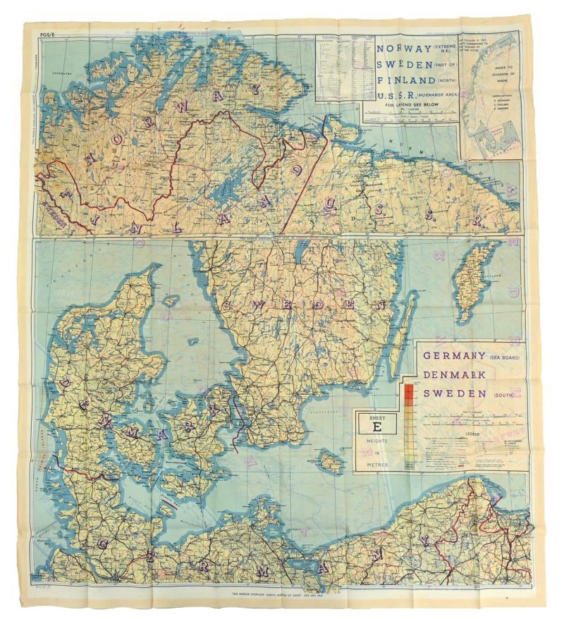 USAAF WW2 Pilot Escape Map FGS A&B Sheet A/E