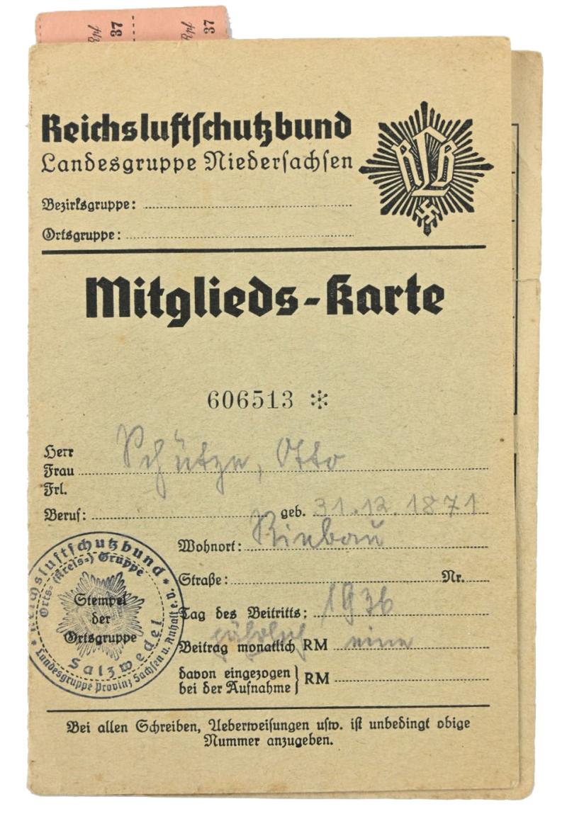 German RLB Membercard 1936