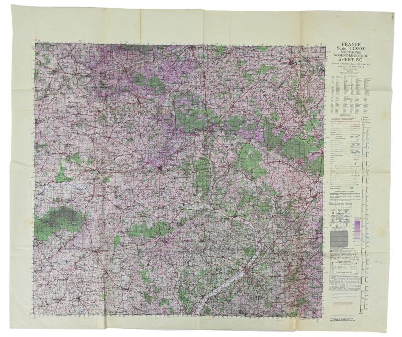 British WW2 Mapcard of Nogent-Le-Routrou, Mortagne France