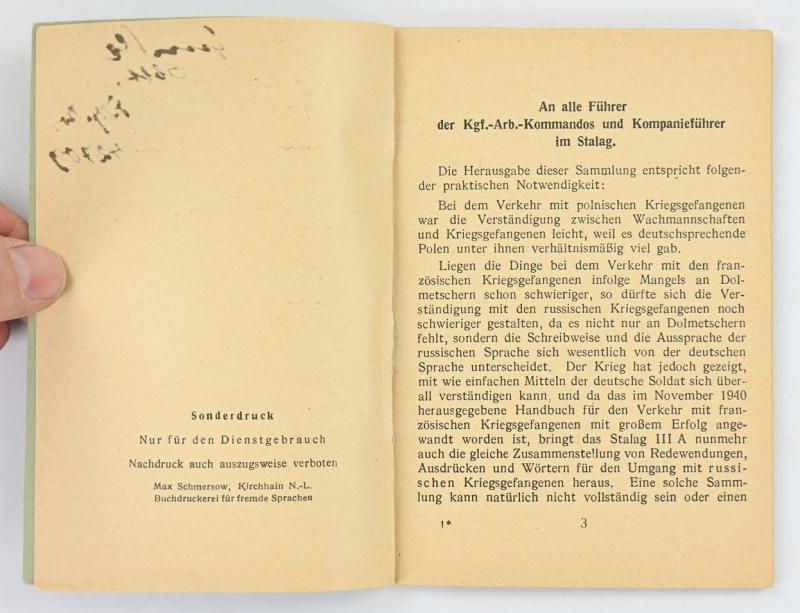 German WH Russian POW Translation Booklet Stalag XII C