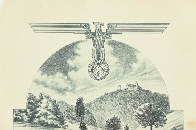 German WH Panzer Service Certificate in Frame